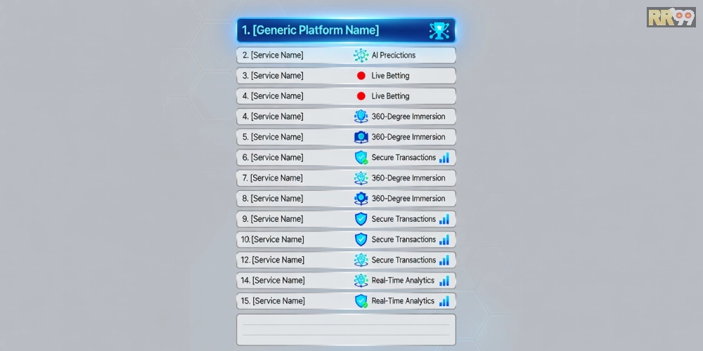 Bảng xếp hạng top 15 nền tảng 360 độ thể thao rr99 uy tín năm 2025 với biểu đồ so sánh