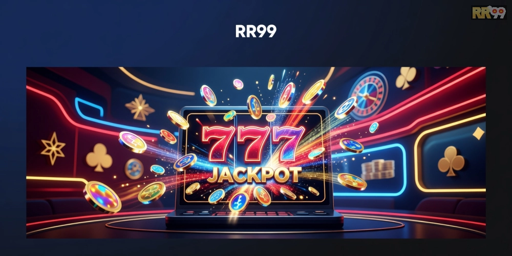 Khái niệm game nổ hũ rr99 được minh họa qua biểu tượng jackpot sáng rực