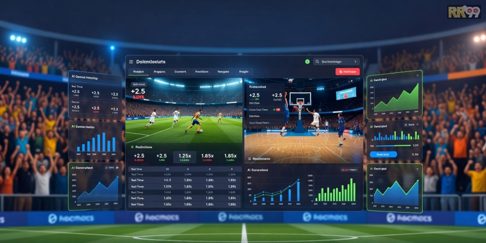 Minh họa giao diện 360 độ thể thao rr99 với các trận đấu đa góc nhìn và tỷ lệ cược hấp dẫn