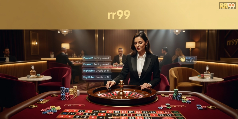 Khái niệm live casino rr99 được minh họa qua giao diện streaming trực tiếp với dealer chuyên nghiệp