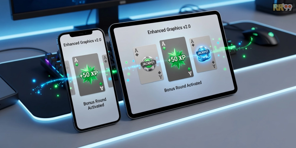 Hình ảnh so sánh phiên bản pro của game bài rr99 với tính năng nâng cao